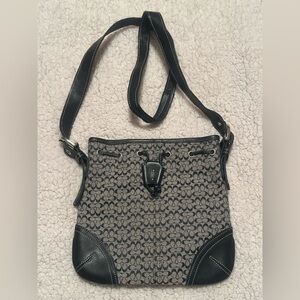 Coach Black & Grey Signature Jacquard Vintage Drawstring Crossbody